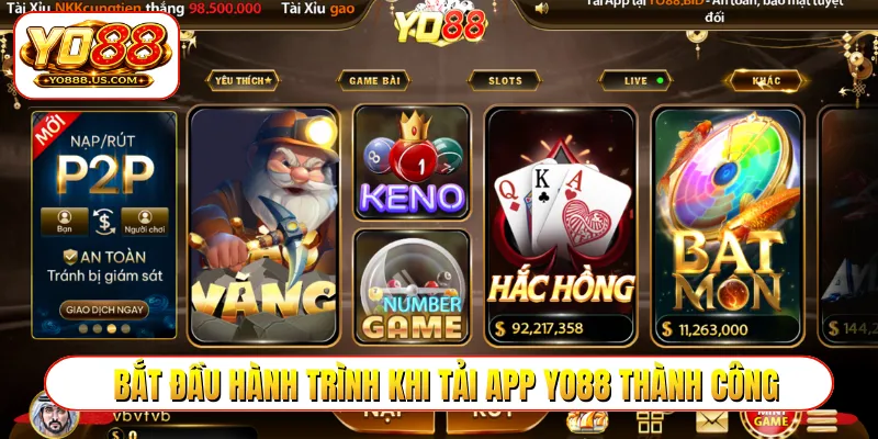 Bắt đầu hành trình khi tải app YO88 thành công