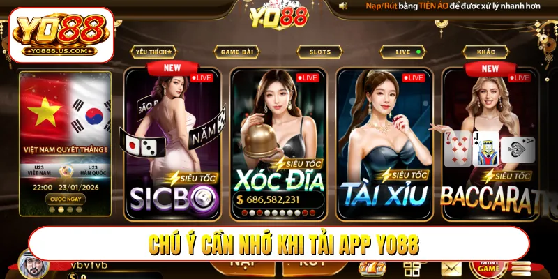 Chú ý cần nhớ khi tải app YO88