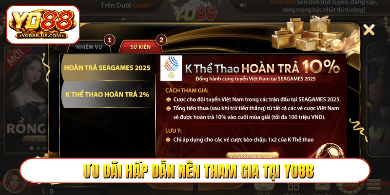 Ưu đãi hấp dẫn nên tham gia tại YO88